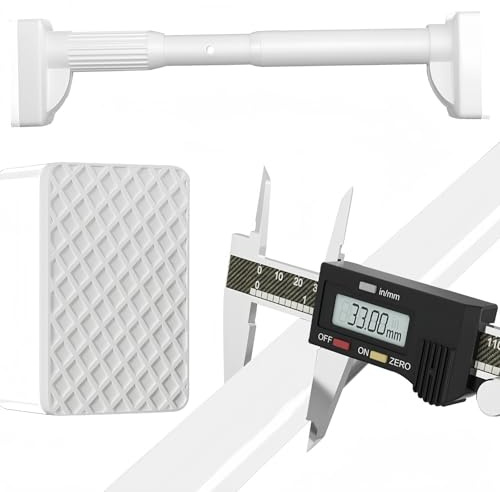 Teleskopstange 40-500m, Gardinenstange Ohne Bohren, Vorhangstange zum Klemmen, Ø33mm Edelstahl Duschvorhangstange, Klemmstange Ausziehbar, für Badezimmer und Kleiderschrank(Weiß,310-400cm/123-157in)