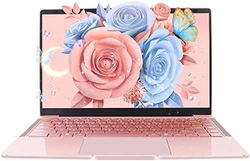 Fsjun Ultra Thin and Portable 14 Rose Gold Laptop Computer, 4-core Celeron J4105 processor, 8GB RAM, 512GB SSD, webcam, HDMI, WiFi, BT, USB 3.0, Notebook for Travel, Work, Study