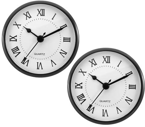PATIKIL 3.5 90mm Quartz Clock Insert, 2 Pcs Round Quartz Movement Miniature Clock Mini Roman Numeral Clock Fit 78mm/3.1 Diameter Hole for Replacement Home, Black/White, Style 3