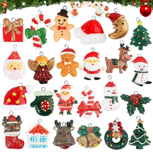 BOFUNX Calendario dell'Avvento di Natale 24pcs Ornamenti Natalizi Pendenti Natalizi Calendario Avvento per Bambini con Mini Addobbi Natalizi Regalo per il Conto alla Rovescia