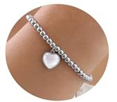 Armband Damen Silber Weihnachtsgeschenke für Frauen - Edelstahl Schmuck Silberarmband 14 Karat Weißgold Gefülltes Kugelarmband mit Charm Herz Perlmutt Armband Silber Damen Geschenke für Frauen Mädchen