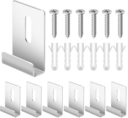 Glarks 18pcs 7.2mm Large Channel Mirror Hanger Clip Kit, 304 en acier inoxydable grandes pinces de retenue lourdes avec des pinces à miroir à vis