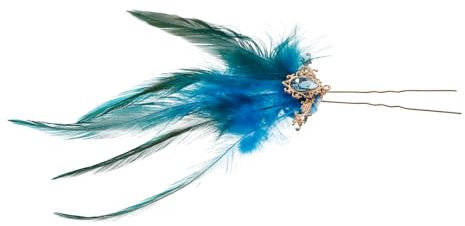 LIFKOME Haarstab Pfauenfeder Metallhaarnadel Blau Legierung Lang Haarknoten Styling Accessoire Für Dickes Haar Frauen Teenager