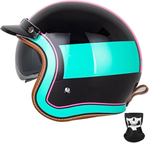 GKCEGHKS retrò Casco Scodella Aperto Caschi da Moto Casco Faccia Aperta retrò ECE Omologato Mezzo Casco da Motociclista Vintage Caschi Portatile Mezzi Caschi Jet Casco Scooter