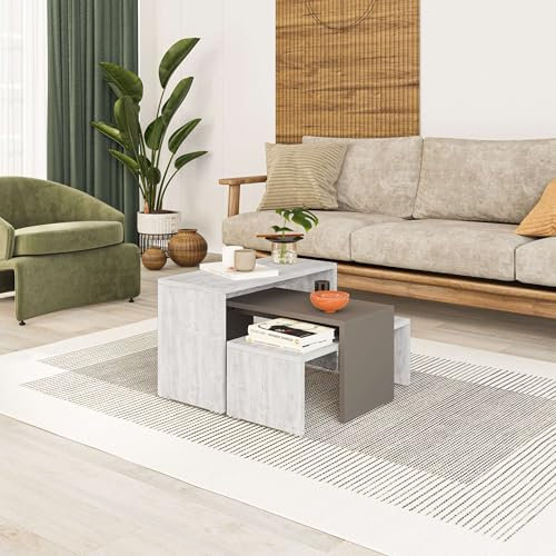 Totò Piccinni Tavolino SQUARE da Salotto 65X65 in Legno (Bianco Antico/Tortora)