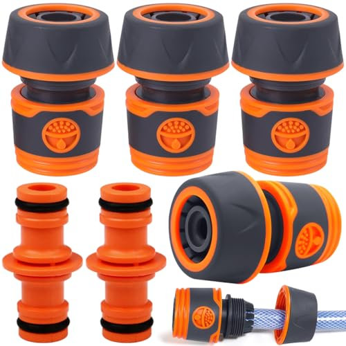 Schlauchkupplung Set für Gartenschlauch, 3/4 Zoll (19 mm) Wasserschlauch Verbinder zur Schlauchverlängerung 4 Stück (4, Orange)