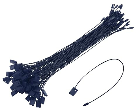 QUARKZMAN 500 Stück Nylon Hang Tag String 6,7 Zoll Snap Lock Pins Loop Preisschild Befestiger Plastik Tags Bänder Tag Tags für Kleidung String Tags Tags mit Schnur Navy Blau