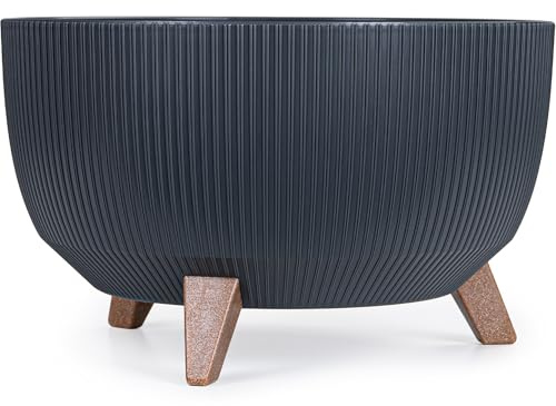 KONZEPT Blumentopf mit Füßen – großer Blumenkübel aus Kunststoff, runde Pflanzschale 47 cm – modern & wetterfest, für Innen und Außen
