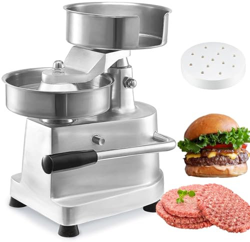 Commercial Burger Press Machine, Heavy Duty Stainless Steel Manual Patty Forming Tool with Wax Papers for Perfect Homemade Burgers