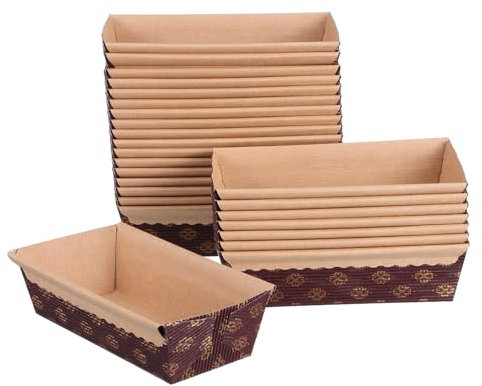 ULTECHNOVO 25piezas Bandeja De Pan Corrugada Para Hornear Moldes De Papel Desechables Para Panecillos Pequeños Bandejas De Papel Para Hornear Pan Uso Casero