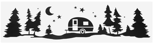 Alipis Autoaufkleber Groß Mit Bäumen Sternen Und Mond Wasserfester Wohnmobil-Aufkleber Für Caravan Und Camping Kreative Außendekoration Für Auto Und Rv Einfache Montage Und Entfernung