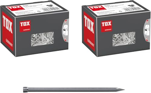 TOX Drahtstifte Nails Set, 1,2x20 mm mit Stauchkopf für beinahe unsichtbare Befestigungen in Holz, universelle Einsatzmöglichkeit im Innen- und Außenbereich, blanker Stahl, 2x 400 g im Karton