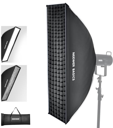 NEEWER Basics Strip Softbox Bowens Mount, 12 x 47 Quick Release Soft Box Light Diffusers/Grid/Bag Compatible with Aputure 150c Compatible with Godox SL60w, for FS300C FS150B HB80C CB200C Q6, NS61P
