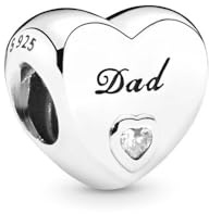 Lkwidi Femme Charms Dad Heart Argent Sterling 925 Pendentif avec Zircon Cubique pour Bracelet-