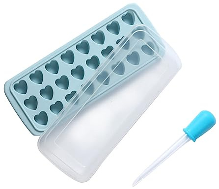 Hemobllo Molde Cubitos Hielo Silicona Corazón Cavidades con Tapa y Gotero para Cócteles Bebidas Heladas DIY Postres Color Aleatorio Color Aleatorio