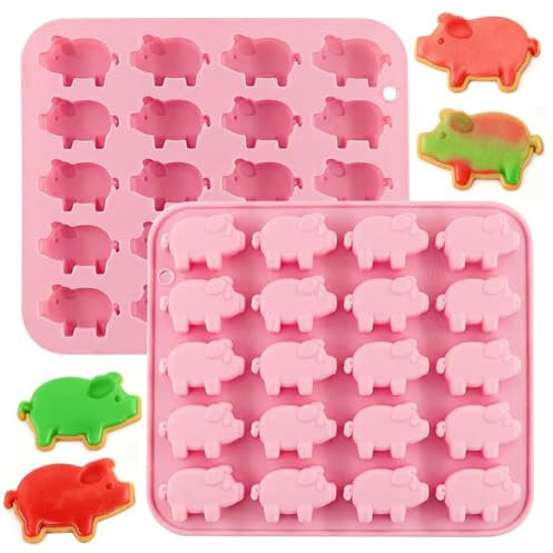 HGSHUO Silikonformen Glücksschweinchen Backform Kuchenform Silikon Form Schweinchen Kuchenbackform Mousse Schokoladenformen Dessert Soap Geburtstag Weihnachten Candy 2 Stück