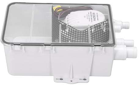 AKLOSIPY Shower Sump Pump Box, 24V DC Electric Water Pump 600GPH Drainage for Boat Cabin, with Automatic Drainage Function, for Shower Sink Plumbing