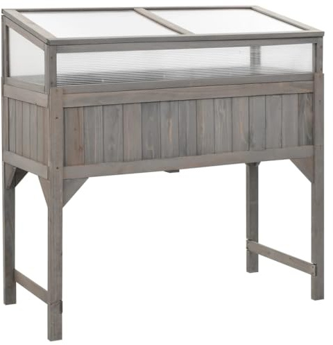 RCODSSK Aiuola rialzata da giardino con copertura e inserto in legno massello abete come fioriera con serra per piante