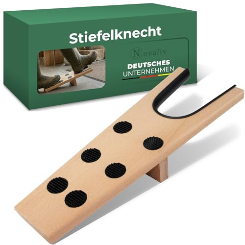Novaliv Stiefelknecht aus Holz – Stiefelauszieher mit Anti-Rutsch Gumminoppen | Für Gummistiefel, Reitstiefel & Wanderschuhe | Stiefelzieher Ausziehhilfe