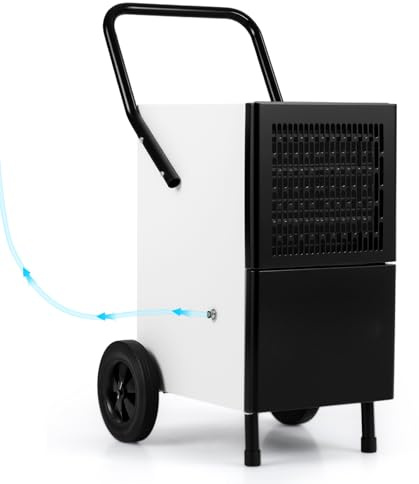 TANGZON 80L/Day Commercial Dehumidifier, 400m² Coverage Industrial Dehumidifiers with 2 Speeds, Auto Defrost, Pump Continuous Drainage & Wheels, Home Basement Building Air Dryer for Damp Mould