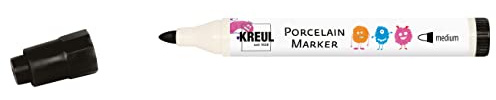 KREUL 16334 - Porcelain Marker medium Schwarz - Für Kinder entwickelter Porzellanmalstift, ohne Schütteln und Pumpen sofort los malen
