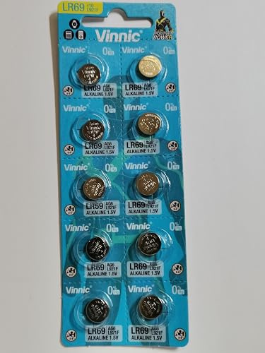 Vinnic AG6/L921/SR920/371/537/30/RW315 Lot de 10 piles boutons alcalines pour montre, calculatrice, jouet, laser, pendule, thermomètre et appareil électronique