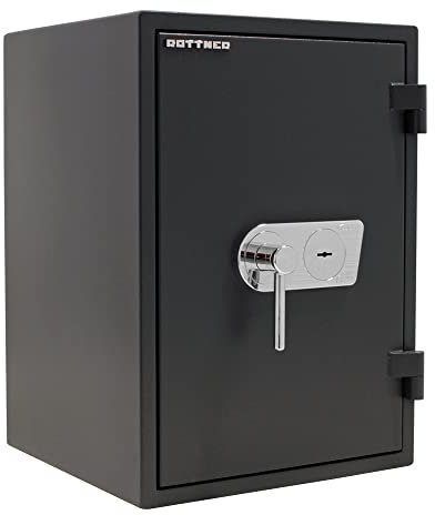 Rottner Fire Profi 65 Premium Papiersicherungsschrank EN1 HxBxT 670x480x455 mm Doppelbartschloss 2 Schlüssel 60 Minuten Feuerschutz Dokumentenschrank verstellbarer Fachboden inklusive Befestigungsmaterial