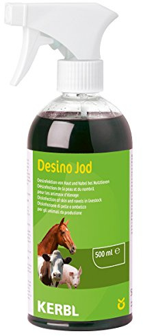 Kerbl 15894 Desinfektionsspray Desino Jod Plus (Hautspray Nabelspray für alle Tierarten), 500ml