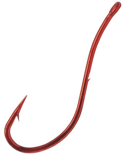 Gamakatsu LS-3113R Haken - Wurmhaken zum Aal- & Meeresangeln, Öhrhaken Rot Gr. 4