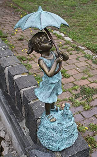 H. Packmor GmbH Bronzefigur Mädchen mit Regenschirm Wasserspeier