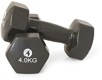 AFH Webshop Gymnastikhanteln | Hanteln | Vinyl | Kurzhanteln | Paar | 2 x 4,00 kg | dunkel-grau