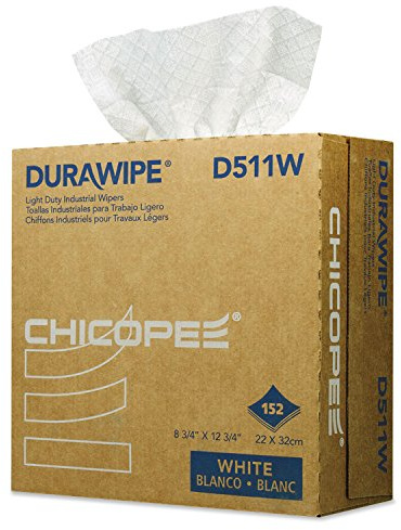 Durawipe Light Duty Industrial Wipers, 8.8 X 12.8, White, 152/box, 12 Box/ct