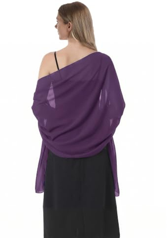 Scialle stola in chiffon per abiti da sera, da donna, elegante sciarpa morbida, sciarpa da sposa, stola da sposa, Prugna, taglia unica