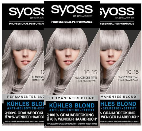 SYOSS Coloration, Haarfarbe Stufe 3 10_15 Glänzendes Titan, intensiver metallischer Glanz, 3er Pack (3 x 115 ml)