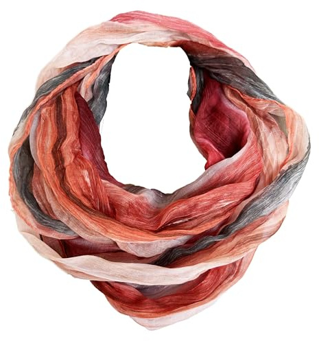 JameStyle26 färggrann siden, sommarsjal, regnbåge, silke, uni, rund halsduk, tubhalsduk, stola, halsduk, lätt, #2 Korall