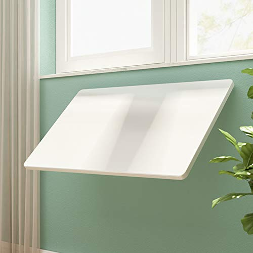 Tavolo Pieghevole a Parete,Tavolo da Pranzo a Muro,Tavolo da Lavoro a Ribalta,Scrivania del Computer da Parete,Tavolo da Cucina Galleggiante,Tavolino da Caffè,Legno,Librerie,Bianco(90x20cm/35x8in)