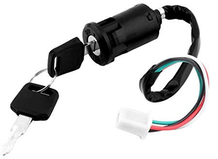 QOTSTEOS Interruptor de Barril de Encendido para Motocicleta, 4 Cables, Tipo de Cable Interruptor de Encendido de Apagado con 2 Llaves para Moto, Triciclo de Coche