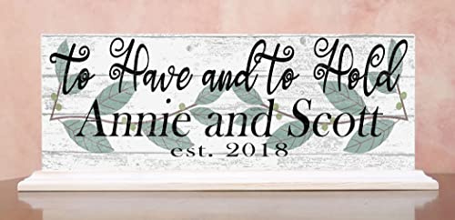 Custom Wedding Gift or Anniversary Family Established Sign Name & Est. Date for Mantel or Shelf - Solid Wood - 16.5in x 6.25in x 3in (To Have & To Hold)