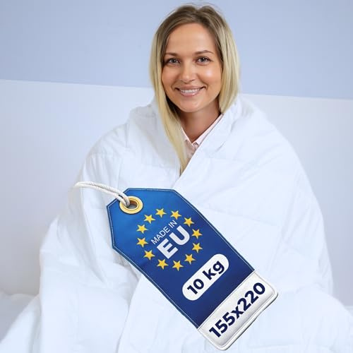 Amabeen 10kg Gewichtsdecke für 81-100kg Erwachsene - 155x220 cm - EU-Hergestellt - Therapiedecke mit Glasperlen - Schwere Entspannungsdecke