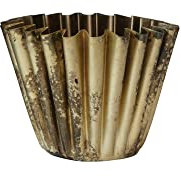 Pleated Metal Vase, Antique Brass Finish