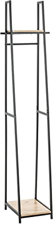 HAKU Stående klädhängare ek, svart, MDF, metall - Storlek: B 38 cm x H 166 cm x D 40 cm, Stil: Modern