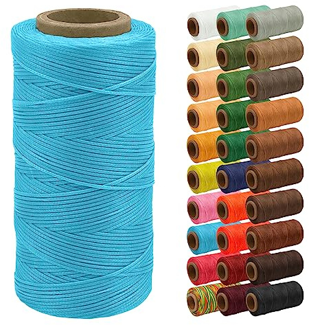 Uiopa Wachsfaden, 1mm x 200m Flacher Ledergarn Gewachst, Leder Nähen Faden Sattlergarn Gewachste für Nähprojekte, Reparatur, Buchbinden, DIY Basteln