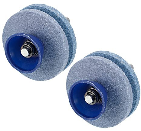 sourcing map Cortacésped Cuchilla Afilador, 2uds Universal Doble Capa Corindón Cortacésped Cuchilla Amoladora Piedra Rueda para Eléctrico Taladro Manual Taladro, Azul