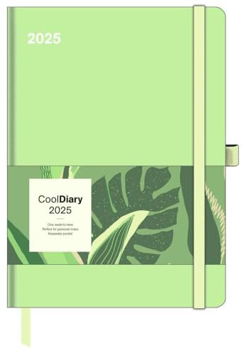 N NEUMANNVERLAGE Agenda semainier Matcha 2025, 16 x 22 cm, avec banderole et ruban marque-page, poche pour carte de visite, annuelle et ... et calendrier international : Cool Diary