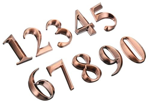 PATIKIL House Numbers 3D Mailbox Numbers 0-9 for Outside, 10Pcs Door Address Large Numbers Letter Self Adhesive for House, Apartment Office, Hotel Room, Mailbox Sign, Bronze