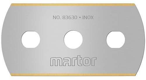 MARTOR 500x Industrieklinge abgerundet & extra stark, TiN, 4-fach | Lebensmittelechtes Öl, rostfreier Stahl, 4-fach nutzbar, für SECUMAX MOBILEX & SNITTY, Lebensmittel, No. 83630.35