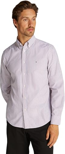 Tommy Hilfiger Uomo Camicia Flex Poplin Classic Regular Fit, Multicolore (Regatta Red/Multi), S