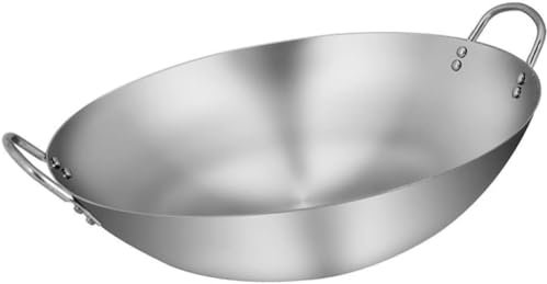 LRTYZBD Padella wok in acciaio inox senza rivestimento antiaderente adatta a tutti i piani cottura -40 cm