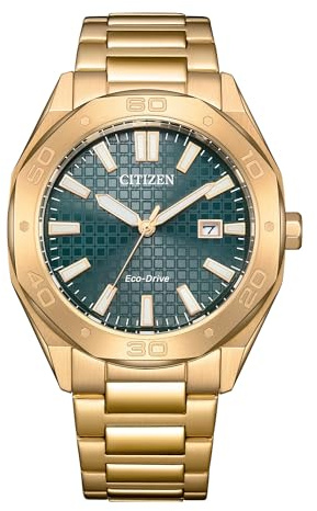 Citizen Men's Sport Watch, Green, 41MM, BM7633-81X | Eco-Drive Solar Powered, Mineral Crystal, 100M Water Resistant, Rose Gold Tone Stainless Steel Bracelet