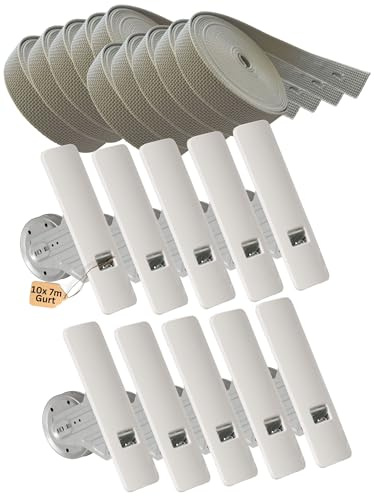 Rollwin 10x Gurtwickler Unterputz 165–185mm inkl. 10x 7m Gurt – Rolladen Gurtwickler Unterputz Weiß für 23mm Rolladengurt – Einlasswickler aus Italien – Rolladenwickler Rollo Aufwickler Rolloband